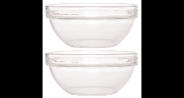 Luminarc glazen schaal/kom - 2x - Dia 20 cm - Sla/salade serveren - Schalen/kommen van glas