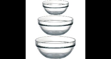 Luminarc Schaaltjes set - 6x stuks - 3 formaten 20-26-29 cm - kommetjes - glas
