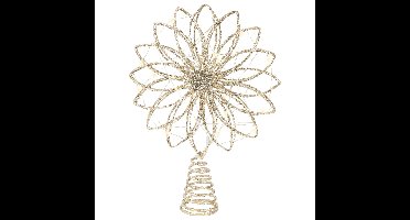 Lumineo kerstboom piek ster - goud - 26 cm - led verlichting warm wit - kerstpiek