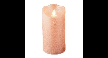 Lumineo LED kaars/stompkaars - lichtroze - D7,5 x H15 cm - met timer