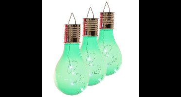 Lumineo solar tuin 10x stuks LED ophang verlichting/lampjes groen 14 x 8 cm