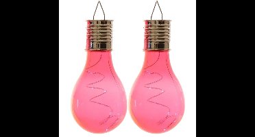 Lumineo solar tuin 4x stuks LED ophang verlichting/lampjes rood 14 x 8 cm