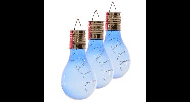 Lumineo solar tuin 6x stuks LED ophang verlichting/lampjes blauw 14 x 8 cm