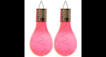 Lumineo solar tuin 8x stuks LED ophang verlichting/lampjes rood 14 x 8 cm