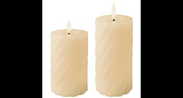 Luxe LED kaarsen/stompkaarsen - set 2x st - creme wit - D7,5 - met timer