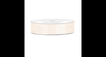 Luxe sierlint of cadeaulint - creme wit - 12 mm x 25 meter - satijn