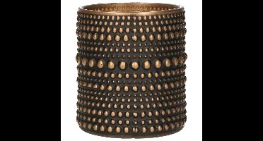 Luxe theelichthouder/kaarsenhouder - zwart/brons - glas - D10 x H12 cm