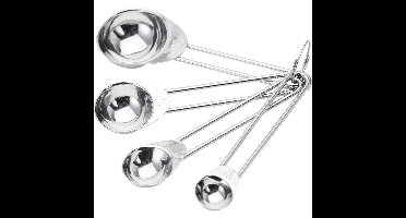 Maatschepjes - 4x stuks - zilver - RVS - maatlepels - keuken/koken