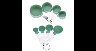 Maatschepjes/maatlepeltjes Set 8 stuks Kunststof & RVS Groen Keukenmaatlepels
