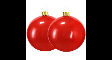Mega grote decoratie kerstballen - 2x st- 45 cm - rood - opblaasbaar