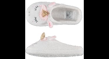 Meisjes instap slippers/pantoffels eenhoorn - wit - maat 33-34 - Kindersloffen