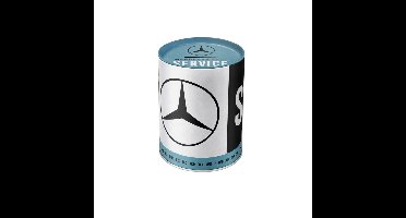 Mercedes Benz spaarpot - zwart/wit/blauw - 14 x 11 cm - spaarpotten - heren - vaderdag cadeau