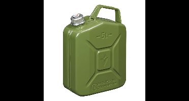 Metalen jerrycan met magnetische dop legergroen voor brandstof 5 liter