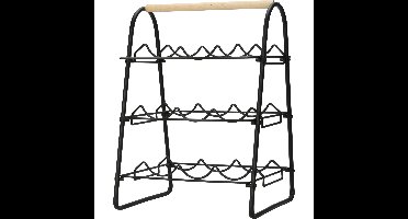 Metalen wijnflessen rek/wijnrek voor 9 flessen 33 x 29 x 46 cm
