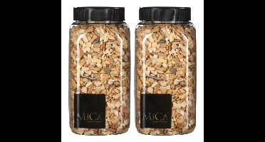 Mica Decorations decoratie steentjes - 2x - lichtbruin - 1 kilo - 650ml - hobby steentjes
