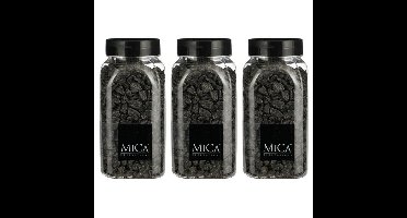 Mica Decorations decoratie steentjes - 3x - antraciet - 1 kilo - 650ml - hobby steentjes