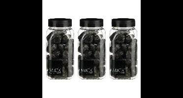 Mica Decorations decoratie stenen - 3x - 650ml - groot - antraciet mix - hobby steentjes