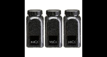 Mica Decorations decoratie stenen/granulaat - 3x - 650ml - zwart - hobby steentjes