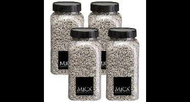 Mica Decorations decoratie stenen/granulaat - 4x - 650ml - lichtgrijs - hobby steentjes