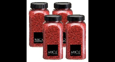 Mica Decorations decoratie stenen/granulaat - 4x - 650ml - rood - hobby steentjes