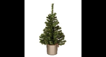 Mini kerstboom groen - in grijze kunststof pot - 60 cm - kunstboom