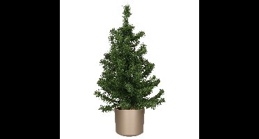 Mini kerstboom groen - in kunststof pot grijs - 75 cm - kunstboom