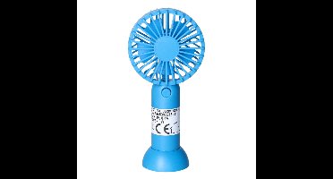Mini ventilator/handventilator - 8 x 5 x 16 cm - Blauw - Verkoeling in zomer