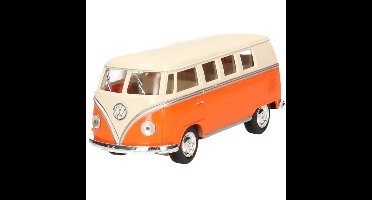 Modelauto Volkswagen T1 two-tone - oranje/wit - 13cm - speelgoed auto schaalmodel - miniatuur model