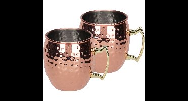 Moscow Mule bekers - 2x - RVS - koperkleurig - 500 ml - cocktailglazen