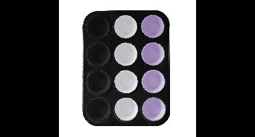 Muffin vorm/bakvorm - zwart - voor 12 muffins - siliconen coating