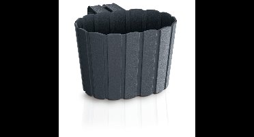 Muur plantenpot/bloempot houtlook - kunststof - 29 x 21 x 13 cm - antraciet grijs