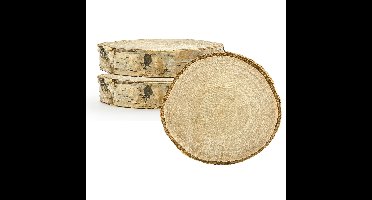 Naamkaartjes hout - 3x - Bruiloft - 6 stuks - 5-7 cm - berkenhout