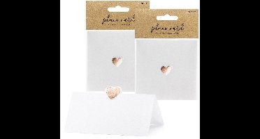 Naamkaartjes/plaatskaartjes Lief - Bruiloft - rosegoud/wit - 30x stuks - 10 x 5 cm