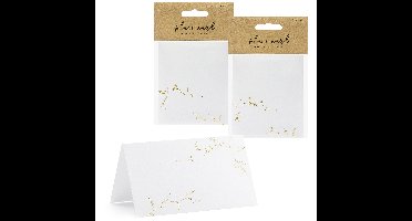 Naamkaartjes/plaatskaartjes Nature - Bruiloft - wit/goud - 20x stuks - 10 x 6 cm