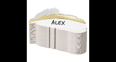 Naamkaartjes / plaatskaartjes veer - Bruiloft - wit / goud - 100x stuks - 10 x 3 cm