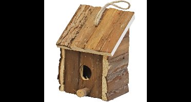Nestkast/vogelhuisje - hout - naturel bruin - 9 x 11 x 16 cm