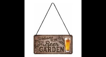 Nostalgic Art wandbord/muurplaatje - metaal - Beer garden - 10 x 20 cm - mancave