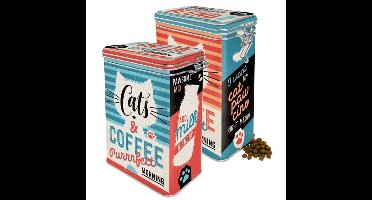 Nostalgic Art?Bewaarblik - 2x - voor kattenvoer/kattenbrokken - 1,3 liter?- voorraadblik