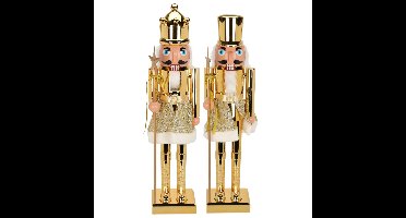 Notenkraker decoratie figuur beelden - set 2x st - 60 cm - goud - kunststof