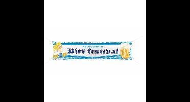 Oktoberfest/bierfeest mega vlag met blonde dame 40 x 180 cm