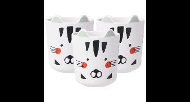 Onbreekbare kinderen drinkbekers - katten - 3x stuks - kunststof - 7 x 9 cm - peuters