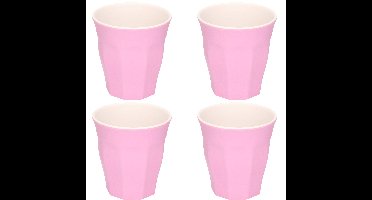 Onbreekbare kunststof/melamine - 4x stuks - roze - drinkbeker - 9 x 8.7 cm - outdoor