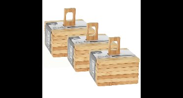 Onderzetters voor glazen - 18x stuks - bruin - bamboo hout - 9 x 9 cm