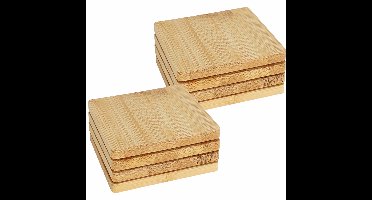 Onderzetters voor glazen - 8x - beige - vierkant - hout - 10 x 10 cm