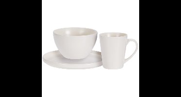 Ontbijt Servies set - 6-delig - wit - keramiek - tafelservies - 2 personen