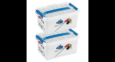 Opberg box/opbergdoos - 2x - met tray - kunststof - 30 x 20 x 14,5 cm - naaidoos