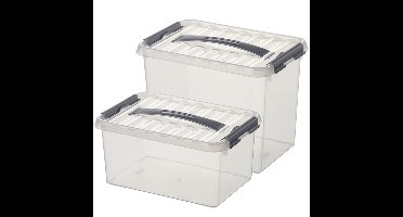 Opberg boxen set van 6x stuks in 6 en 9 Liter kunststof met deksel