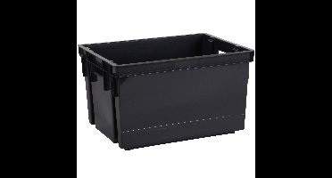 Opbergbox/opbergkrat 20 L - zwart - kunststof - 39 x 29 x 23 cm - stapelbaar/nestbaar