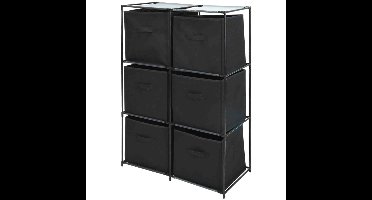 Opbergkast met 6 opbergvakken - zwart - 68 x 35 x 102 cm