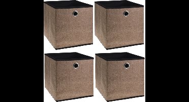 Opbergmand/kastmand - 4x - bruin - karton/kunststof - 28 liter - 30 x 30 x 30 cm